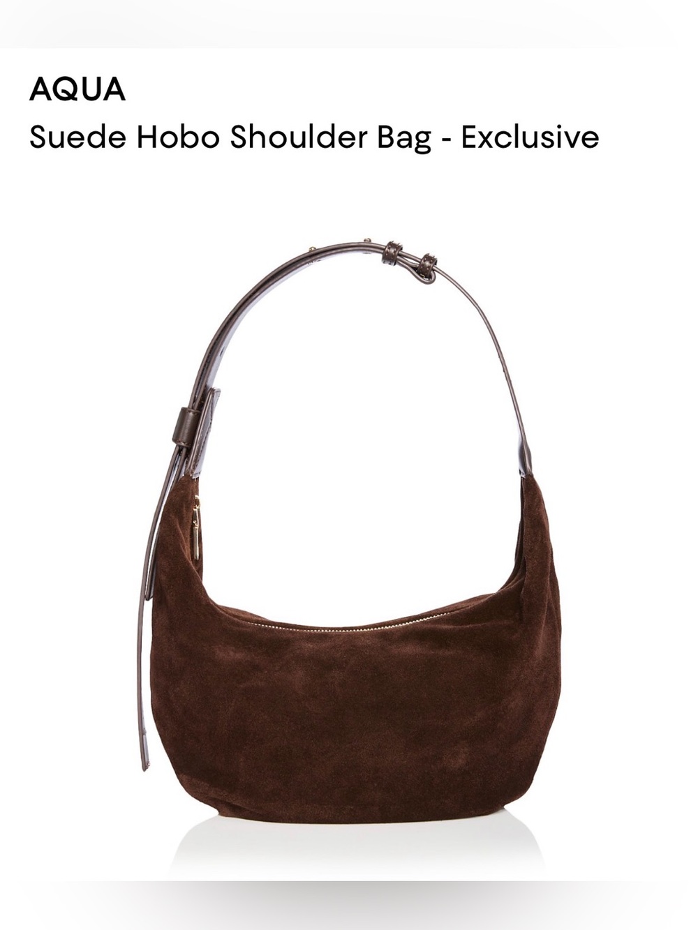 AQUA Suede Hobo Shoulder Bag. Brown.